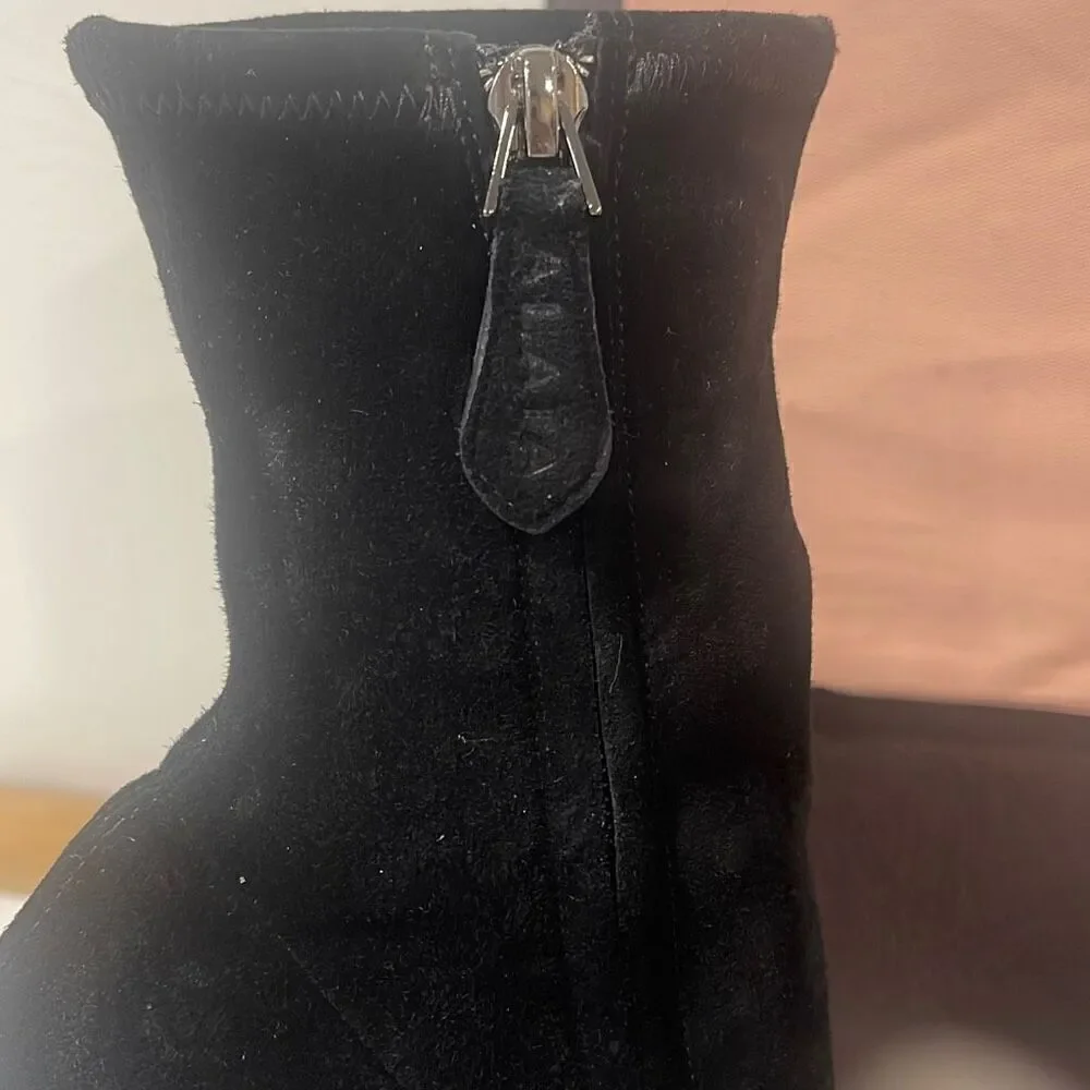 Alaia Black Platform Suede Boots Size 38.5